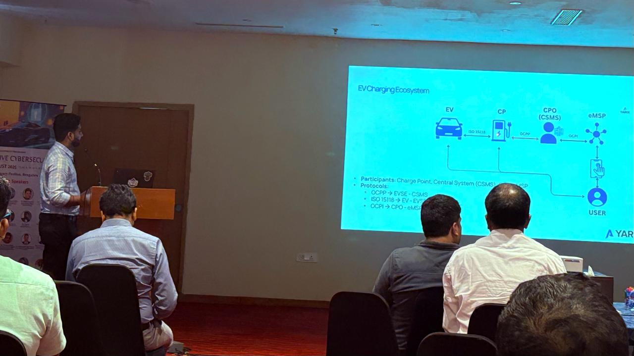 Gagan presenting on OCPP security to an audience at SAEINDIA PDP 2025